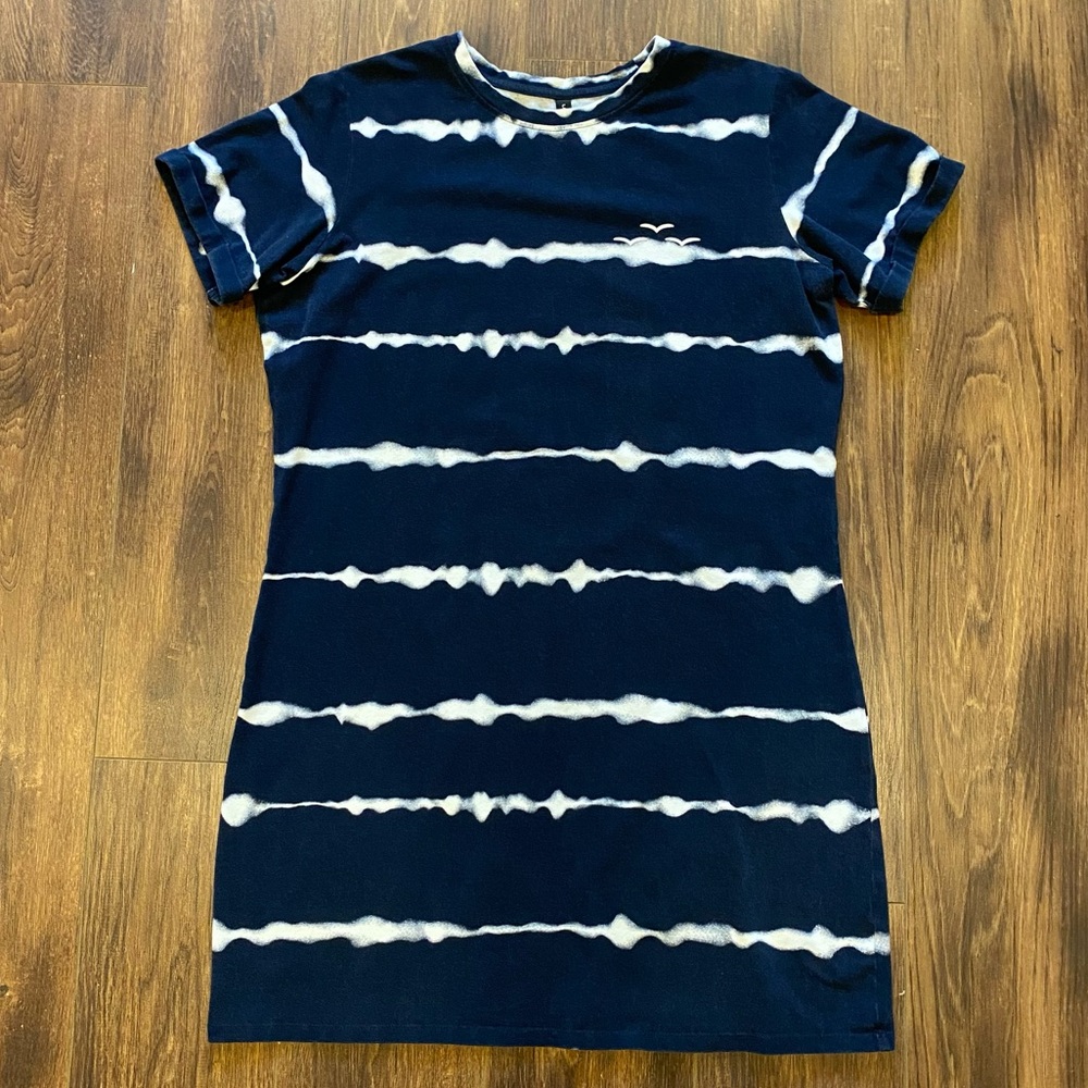 Lazypants T-shirt dress size medium stretch cotton tie dye short sleeve navy